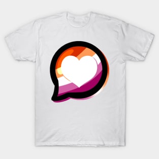 LGBTQ+ Pride Heart Speech Bubble - Lesbian T-Shirt